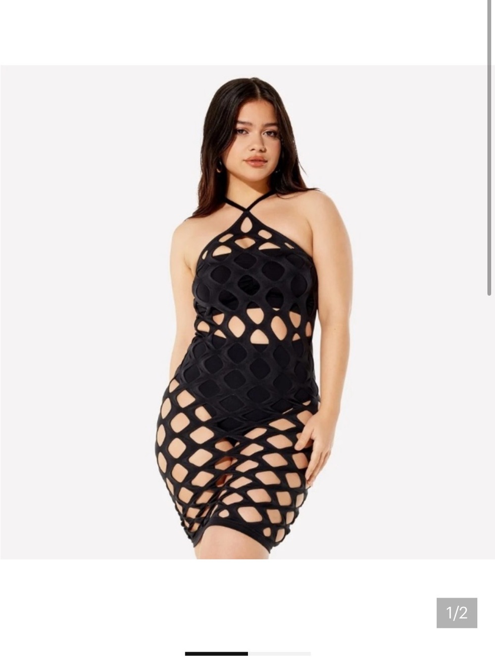 Yitty Black Netted Swim Cover Up Mesh Festival Top Beach Vacation Layer